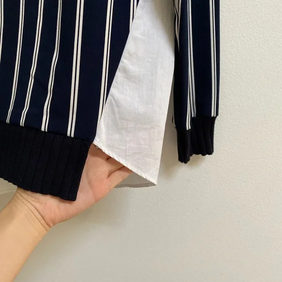 Zara Combination Poplin Crewneck Top XS - Picture 3 of 4